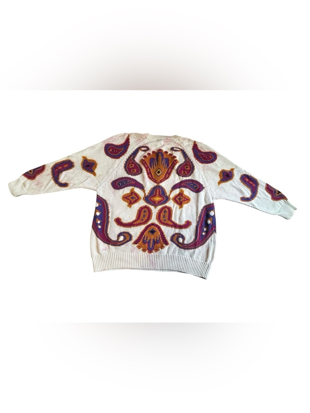 Vintage B. Diffusion Paisley Ramie Cotton Sweater Medium - Picture 3 of 12